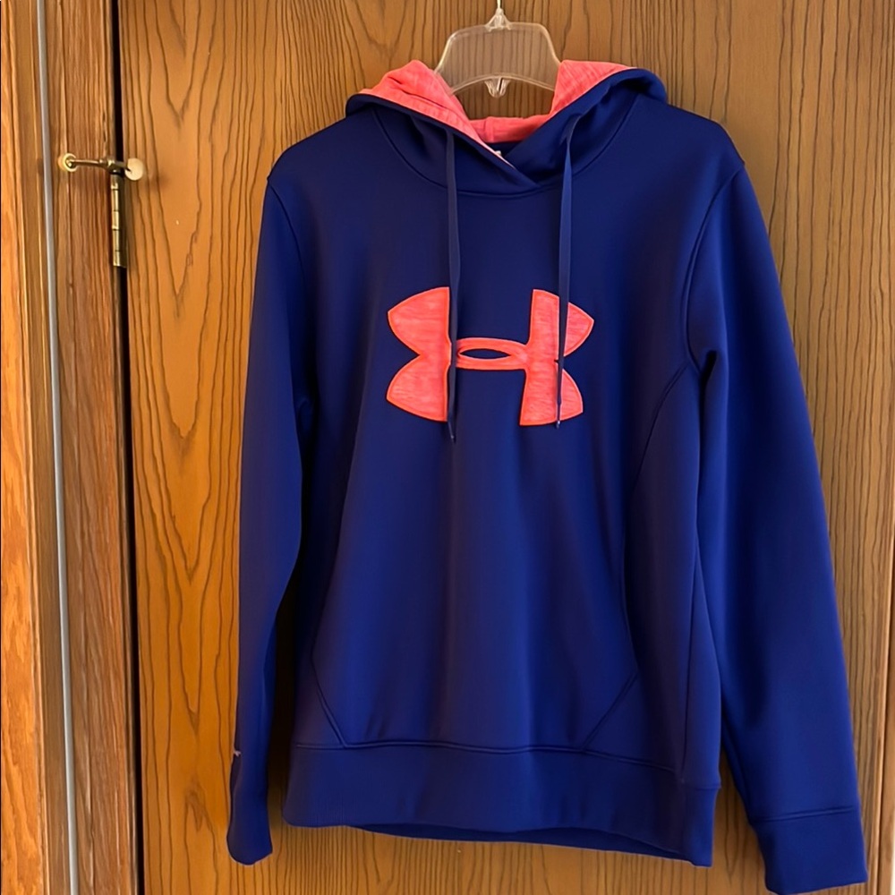 Under Armour Blue Hoodie with Coral Logo